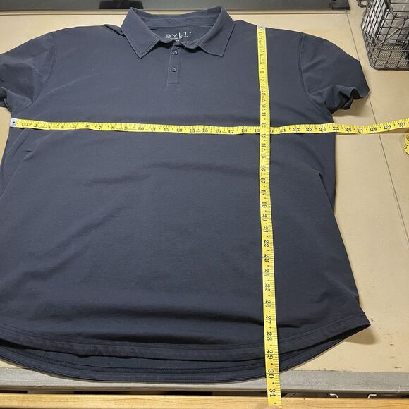 Bylt Mens Drop Cut Lux Polo Shirt Size XXL Navy Blue Short Sleeve Stretch Casual - Picture 9 of 9